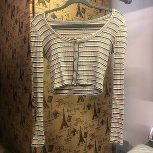 striped crop long sleeve